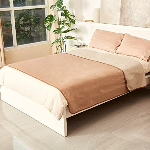 Catalonia Classy Waterproof Blanket for Bed, Reversible Fleece Blanket, Couch Protector, Bedspread, Sofa Cover, Liquid-Proof Love Blanket, 203 X 152cm Camel/Taupe