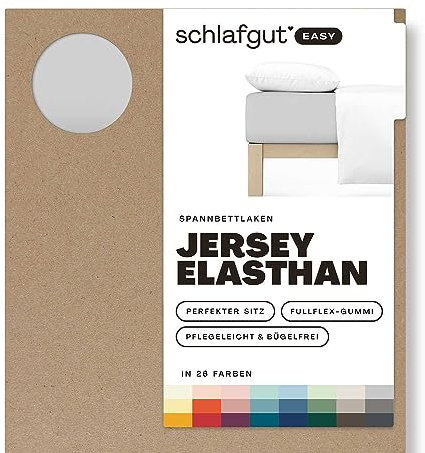 Schlafgut Easy Jersey Elasthan Spannbettlaken 180x200 bis 200x220 Grey Light, Spannbetttuch aus superweicher Baumwolle mit Elasthan
