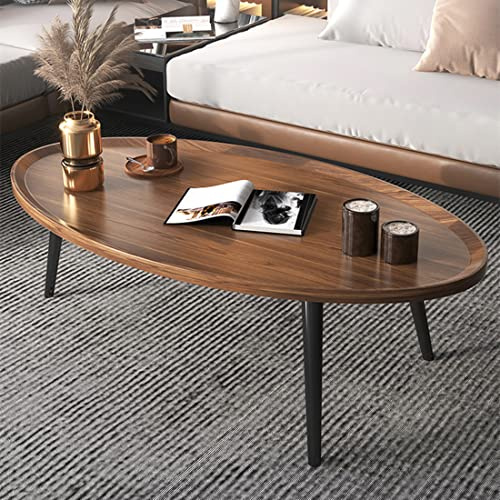 Couchtisch aus Holz, rustikaler Nisttisch, oval, Walnussholz, moderner Sofatisch, Beistelltische für Wohnzimmer, Zuhause, Büro, Café