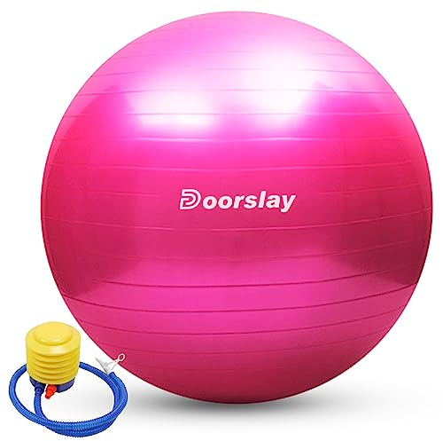 doorslay Gymnastikball inkl. Luftpumpe, Yoga Ball 55cm/65cm/75cm, Stability Pilates Ball Trainingsball, Anti-Burst Fitnessball für Fitness, Yoga, Gymnastik, Core Training, Büro