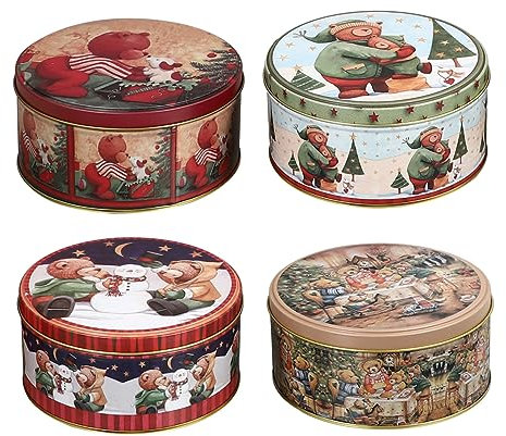 BESTonZON 4pezzi Scatola Natalizia Design Cartoon Festivo Per Caramelle e Biscotti Elegante e Resistente Per Decorazioni e Confezioni Di Natale