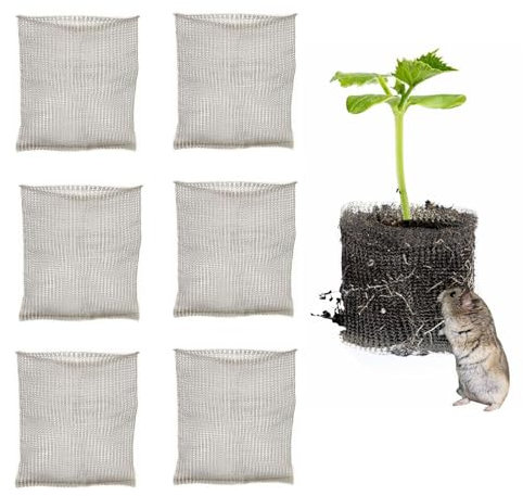 6 Stück Wurzelschutz-Netzbeutel, Edelstahl-Gartenpflanzen-Netzbeutel, Pflanzenschutzgitter, Gopher- und Wühlmaus-Drahtkörbe für Pflanzen, Blumen, Wurzelschutz (25x23cm/10X9in)