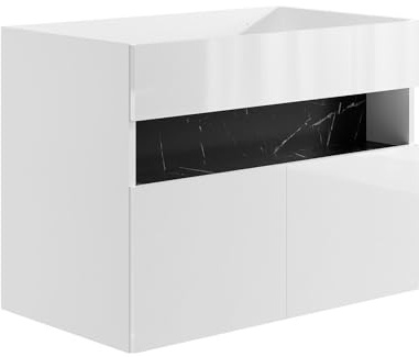 Vente-unique - Mobile sotto lavabo Pogeza - L 80cm x P 46cm x H 60cm - mdf - nero
