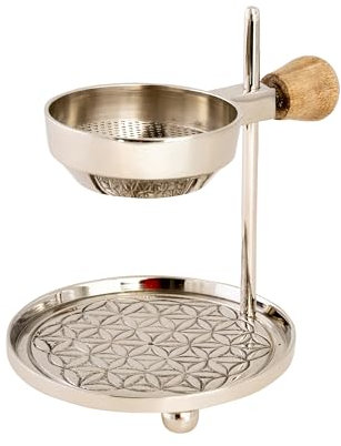 NKlaus Teelicht Räucherstövchen Silber Blüme des Lebens 11cm hoch verstellbar Weihrauch 15867