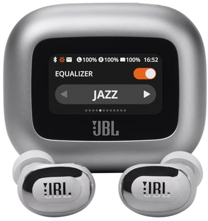 JBL Live Buds 3 - Auricolari tipo Bud-Cancelling - Argento | Audio wireless ad alta risoluzione con audio JBL firma, comoda custodia di ricarica intelligente per un controllo senza app