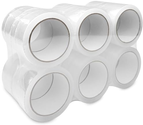 Fousenuk 12 Rollos Celo Transparente, Cinta Adhesiva de 48mmx66m, Cinta de Embalaje, Cinta Embalaje Mudanza, Precinto Embalar, Sello Transparente, para cajas Embalaje y Embalaje para Envíos