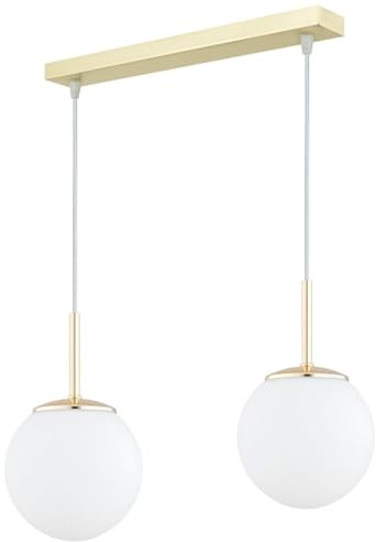 KAR LIGHTING Pendelleuchte 2-flammig Gold Glas klassische Hängelampe E27 LED geeignet Wohnzimmerlampe Esszimmerlampe Schlafzimmerlampe Flurlampe höhenverstellbar zeitlos elegante Innenbeleuchtung
