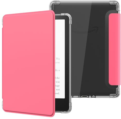 MoKo Hülle für 6 Kindle Basic 11. Generation (2024/2022), Wassermelone Rot | Ultraklar Weich Flexibel Transparent TPU Rückseite Leicht Schutzhülle mit Auto Schlaf/Aufwach für Kindle 2024