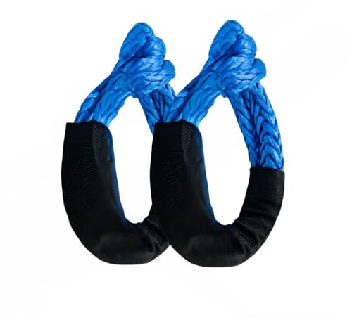 2 grilletes suaves ultra fuertes con protección de lona, 1/2 x 22 pulgadas, resistencia a la rotura de 55 libras, recuperación todoterreno, asistencia en carretera o remolque diario (azul)