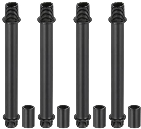 PATIKIL Kit Tige de Lampe à Tube Droit, 4 Ensemble M10 Acier au Carbone 100mm(3.94) Long Tige Filetée à Double Extrémité avec Écrous D'Accouplement Connecteur à Manchon, Noir
