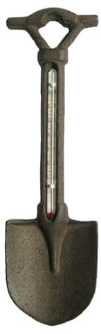 Vintage Cast Iron Spade Thermometer Tool Wall Hanging Outdoor Weather Check Temperature Gauge Home Garden Brown Decorative Gift