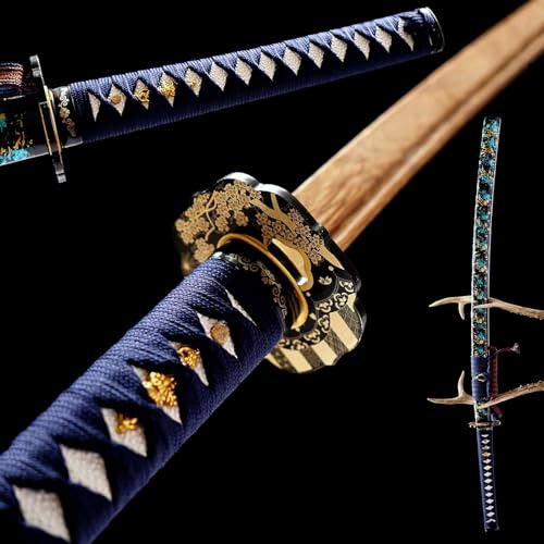 HJHUUA Katana Japonais en Bois,Accessoires d'entraînement aux Arts Martiaux Kendo,épée de samouraï en Bois Faite à la Main,avec Gaine,Facile à Transporter en sortant