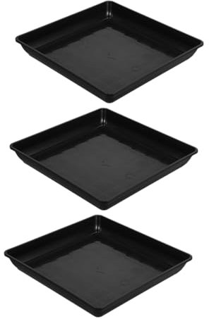 POPETPOP Platillos Rectangulares 3piezas de Plástico para Macetas Base Estable y Resistente Diseño Negro y Proteger Superficies para Plantas Adecuado para Uso Diario