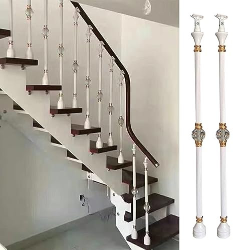 Balaustres de metal para escaleras con decoración de bola de cristal para pasillo, loft, villas y barandillas de escalones de hotel comercial, diseño de aluminio de 33.5 pulgadas de alto
