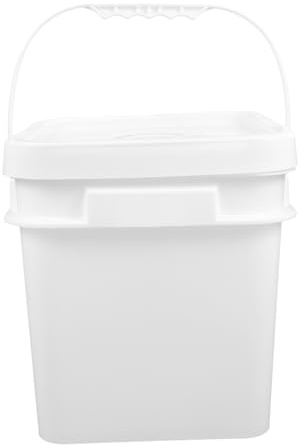 VALICLUD Secchio Per Detersivo in Polvere 10l Coperchio Ermetico e Manico Robusto, Contenitore Ricaricabile Multiuso Per Bucato Casa, Design Quadrato in Plastica Resistente Bianca