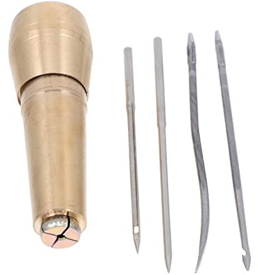 EXAOMBLE Punteruolo per Cucito in Rame Ergonomico Leggero, Strumento Portatile per Riparazione e Lavorazione della Pelle, Adatto per Borse e Cucito a Mano