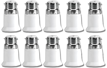 louuuou 10 Pcs B22 to E27 Socket Converter, B22 to E27 Adapter, Light Fitting Adapter, Lamp Socket Converter for LED Incandescent and CFL Bulbs White