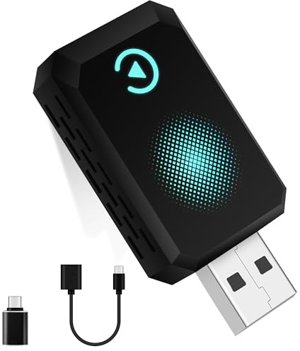 Cozysoon Carplay Wireless Adapter,Kompatibel mit A-pple CarPlay, Plug-and-Play, Typ-C/USB, Geeignet für über 800 Fahrzeuge (Blau)