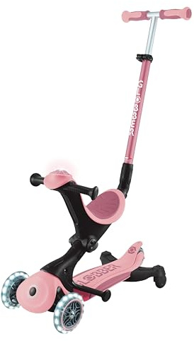 GLOBBER GO-UP Deluxe Lights 360 – 3 in 1 Aufsitzrad, Laufrad, Scooter, 120/80mm, 3-rädrig, verstellbar, LED-Rollen