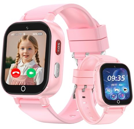 CATGIFF 4G Smartwatch Kinder GPS und Telefon, Smart Watch Uhr für Jungen Mädchen mit Telefonanruf, IP68,Videoanrufe, SOS, WiFi, Sprachchat,Schulmodus,Schrittzähler,Wecker,Kinderuhr für Kids 4-12 Jahre