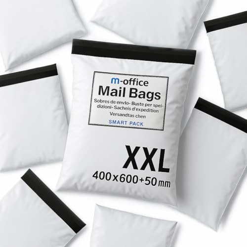 m-office Fraktpåse 200 st XXL (400 × 500 + 50 mm) – Kuvert | Vintepåsar | Förpackningspaket för fraktpåsar | Online frakt