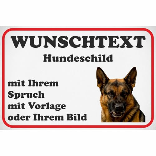 Kiwistar - Schilder selbst gestalten - Hund Deutscher Schäferhund - 0,5mm Alu ab 20x15 cm - mit Wunschtext, Foto nach Vorlage oder eigenem Bild Hundeschild für Haus, Hof, Garten, wetterfest, Geschenk