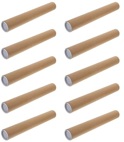 JOINPAYA 10 Tubi Postali Kraft con Tappo Tubo per Poster in Cartone Kraft Rinforzato da 40 CM Piccolo Tubo per Spedizione e Conservazione di Disegni Opere D’Arte e Documenti Arrotolati