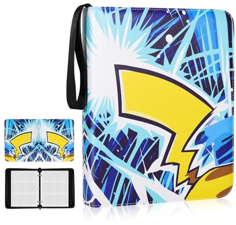 9 Pocket Trading Card Binder, 900 Pockets Card Book Holder with 50 Removable Sleeves, Double-Sided 3-Ring Zip Design, Water-Resistant PU Cover with Full Zipper,Card Albums Gifts for Serious Collectors