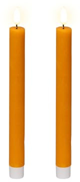 Lumineo LED Kerzen mit Timerfunktion 24,5cm Wachs - 2er Set Echtwachskerzen batteriebetrieben - flackernde Flamme Effekt - Wachskerzen Stabkerzen Orange Warmweiß