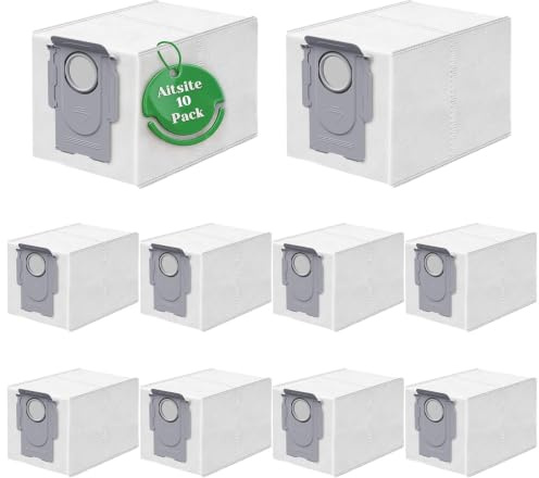 Lot de 10 Sacs à Poussière pour Roborock Qrevo Série (S/MaxV/Pro/Master/Curv/Slim/Edge/Plus/L) & S8 MaxV Ultra, Sac Aspirateur 3L Filtre 4 Couches Anti-Fuite, Accessoires de Rechange