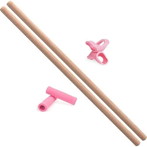 Lot de 2 bâtons de yoga en bois - Portable - Pour correction du bosse - Design rond avec boucle - Idéal pour les artistes, les danseurs, les gymnastes - Multicolore