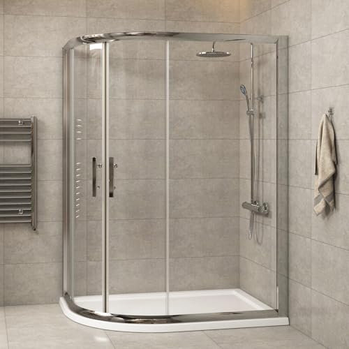1200 x 800 mm L/H Offset Quadrant Shower Enclosure with Stone Tray 6mm Tempered Glass Sliding Door Shower Cubicle
