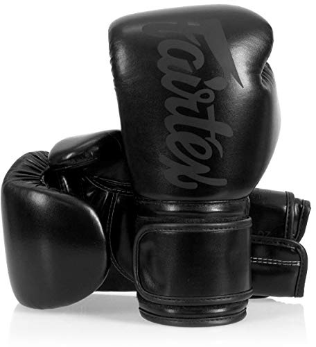 Guantoni da Boxe Fairtex BGV14 Muay Thai in Microfibra per Uomini, Donne, Bambini | Guanti MMA| Guantoni da Boxe di Qualità Premium, Leggeri e Assorbenti agli Urti(16oz/Nero solido)