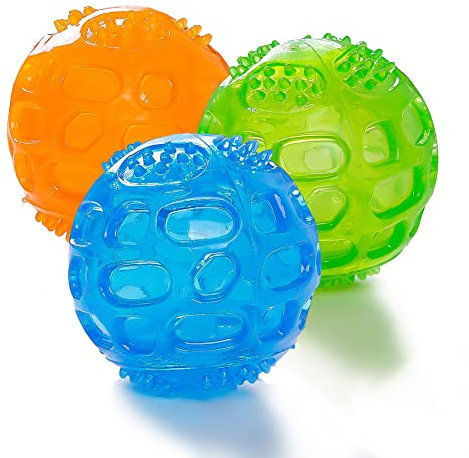 ACEONE Hundespielzeug Quietschball Spielzeug, 3 Stücke Naturkautschuk Gummi Bälle Spielzeug für Große und Kleine Hunde