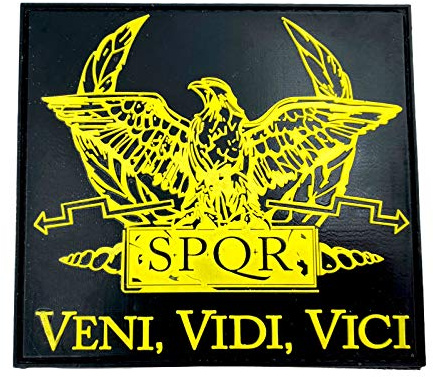 SPQR Antike Römische Republik Veni Vidi Vici PVC Airsoft Paintball Klettverschluss-Flecken Cosplay Patch (Gelb)
