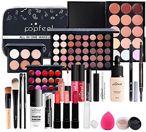 Professionelles Make-up Sets, MKNZOME 24 Stück Schminkkoffer Schminkset Frauen Schminke Set Damen Makeup Paletten Kosmetik Lidschatten Lipgloss Geburtstags Weihnachten Geschenkset