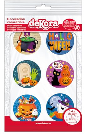 Dekora - 236030 Halloween Kleine Cupcake Toppers aus Esspapier - 12 Stück