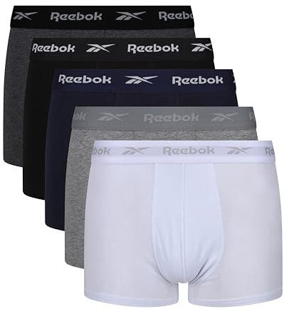 Reebok Boyes Boxers for Men | Pack of 5 Mens Sports Trunks, Breathable & Stretchable Cotton Underwear for Men | Multipack Boxer Shorts