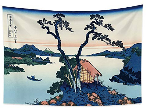 YONGFOTO Tapiz Japones Ukiyo-e Monte Fuji 36 Vistas Habitación colgar de la pared Lago Suwa Provincia de Shinano Mural Lamina Japonesa Pintura Hokusai Cuadro 100x70cm