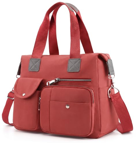 FORRICA Bolsos Mujer Bolsa Bandolera Grande Bolsas de Hombro Damas Bolso Shopper Impermeable Paño de Oxford Bolsos de Mano para Mujer Multibolsillos Naranja