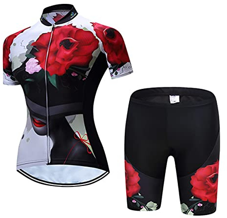 Hotlion Damen Radtrikot Set Trägerhose Anzüge Sommer Rennrad Kleidung