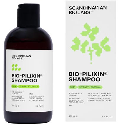 Scandinavian Biolabs Bio-Pilixin® Hair Strength Shampoo For Men | Strengthens Hair, Eliminates Greasiness, Balances Scalp, Dermatologically Tested, Made in Denmark, 250 mL / 8.8 Oz