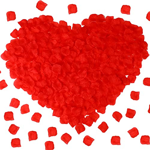 JOFONY 1500 Stück Rosenblätter,Künstliche Rosenblüten,Gefälschte Rose Petals,Rosen Deko für Hochzeit Valentinstag Geburtstag Romantische Atmosphäre(ROT)