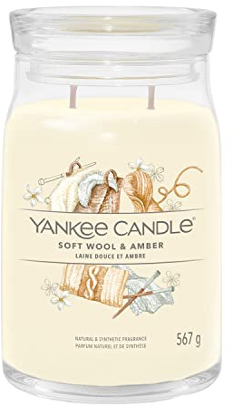 Yankee Candle Signature Scented Candle | Soft Wool & Amber Large Jar Candle with Double Wicks | Soy Wax Blend Long Burning Candle | Perfect Gifts for Women