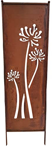 KUHEIGA Edelrost Stele Blume, H: 173cm, Deko-Stele Garten, Sichtschutz Edelrost