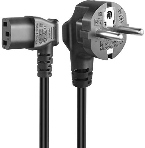 GELRHONR 1.5M 3 Pin Kaltgerätekabel, PC Netzkabel 3 Polig, Netzteil Kabel90 Grad CEE 7/7 auf IEC C13, Stromkabel mit Schutzkontakt gewinkelt auf Kaltgerätebuchse für Computer und Monitor(Left Angle)