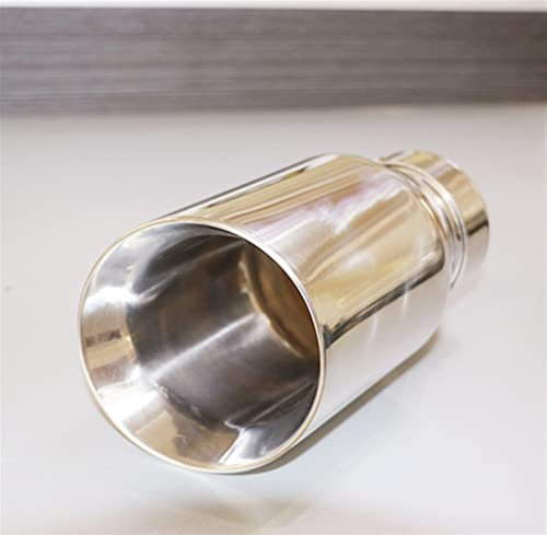 Auspuffblende 304 Edelstahl Universal Auspuffanlage Endrohr + Auto Auspuffspitze 1 Stück Auto Endrohr (Größe : 63MM IN 114MM OUT)