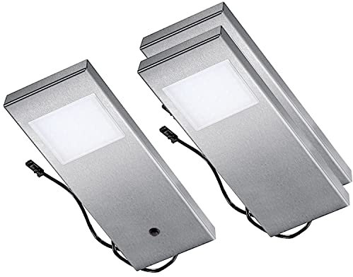 Thebo LED 91 Tadeo 1 in EDELSTAHL - SET 3 inkl. Leuchte mit Hauptschalter/Unterbauleuchten/Oberschrankleuchten