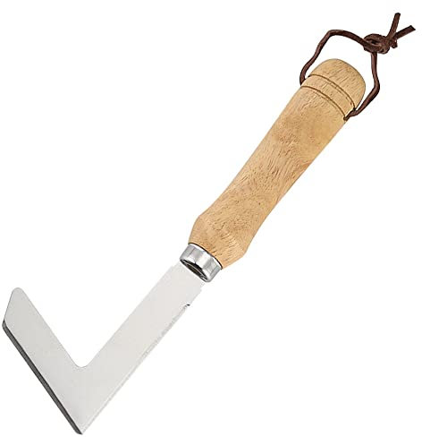 Fugenkratzer, Unkrautstecher Edelstahl zum Entfernen von Moos und Unkraut, Fugenkratzer mit Ergonomischer Holzgriff, Garten Gartengerät, für Jäten, Lösen, Geschenk für Gärtner