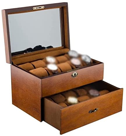 Uhrenbox Uhrenkasten Uhrenbox Mit 20 Fächern, Uhrenschmuck, Aufbewahrungsbox, Doppelschicht, Uhrenboxen Aus Holz Für Männer Und Frauen Uhrenaufbewahrung